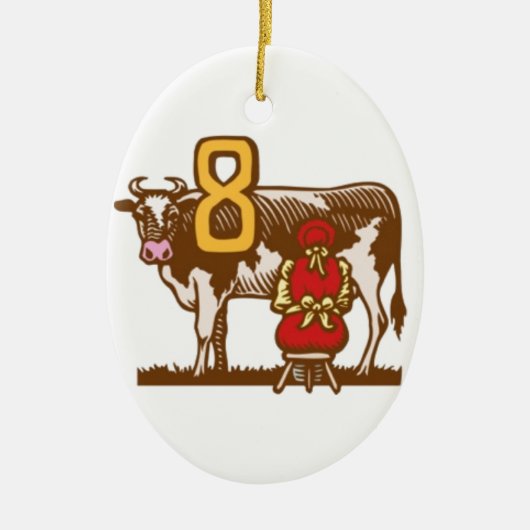 Acht dienstmeisjes a-Milking Keramisch Ornament (Voorkant)