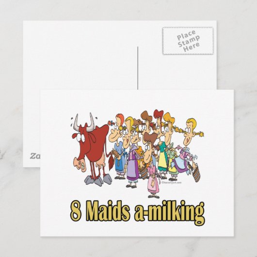 acht dienstmeisjes - achtste kerst op de achtste d feestdagenkaart (Voorkant / Achterkant)