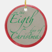 Acht dienstmeisjes voor kerstversiering keramisch ornament (Achterkant)