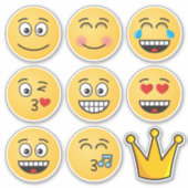 Acht Emoji's en een kroon Sticker (Voorkant)