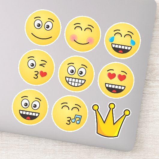 Acht Emoji's en een kroon Sticker (Detail)