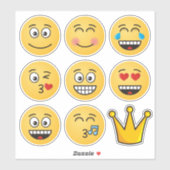Acht Emoji's en een kroon Sticker (Vel)