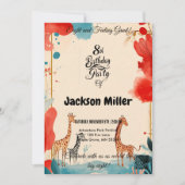 Acht en het gevoel van grote 8e verjaardag rood en kaart (Voorkant)