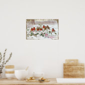 Acht Engelstalige robots op Holly Vintage Kerstmis Poster (Keuken)