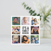 Acht Familie Reünie Foto Collage Wit Kaart (Staand voorkant)