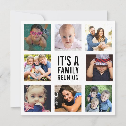Acht Familie Reünie Foto Collage Wit Kaart (Voorkant)