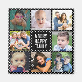 Acht families fotocollage zwart magneet (Voorkant)
