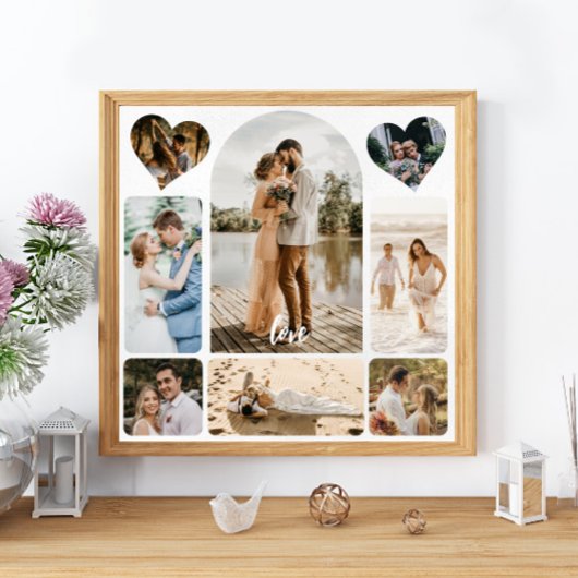 Acht foto's Collage Couple Wedding Entrance Sign Poster