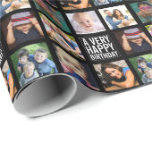Acht foto's Collage Happy Birthday Wrapping Paper Cadeaupapier (Rol Hoek)