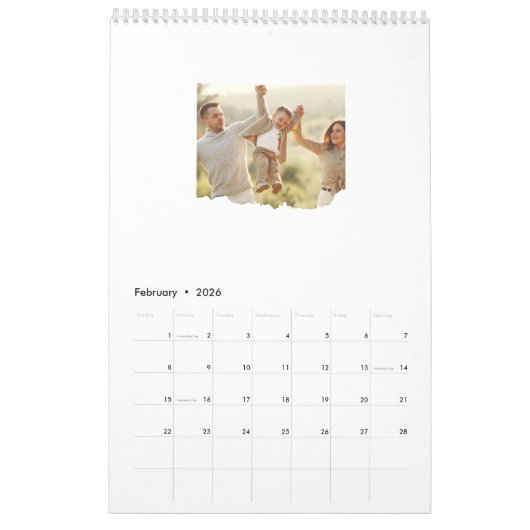 Acht foto's Moderne Elegant Collage Family Love Kalender (Feb 2026)