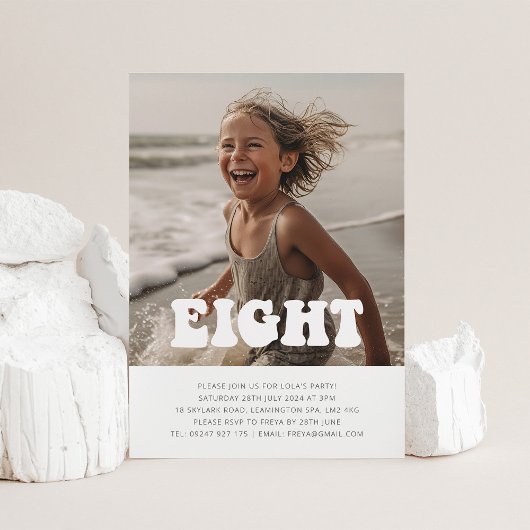 Acht - Groovy Foto Verjaardag Uitnodiging