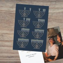 Acht Hanukkah Night Photo Holiday Kaart
