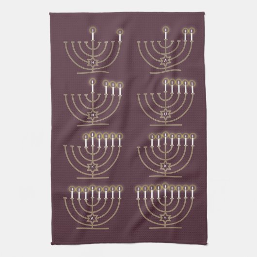 Acht Hanukkah Nights Kitchen Towel Theedoek (Verticaal)