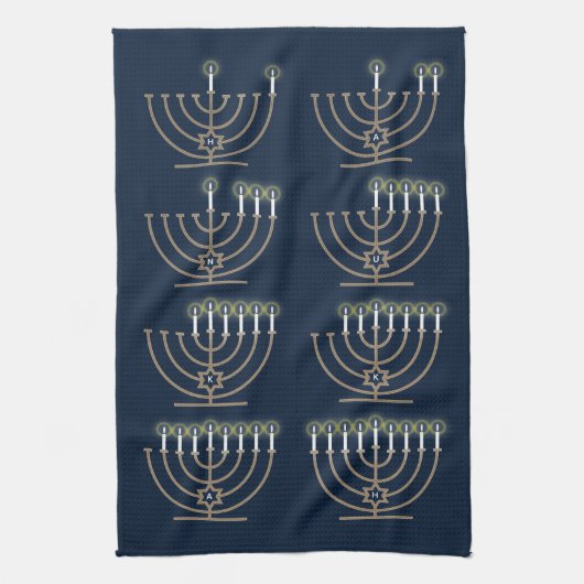 Acht Hanukkah Nights Kitchen Towel Theedoek (Verticaal)