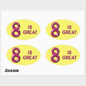 Acht is de Grote Puffy Balontekst Verjaardag Ovale Sticker (Vel)