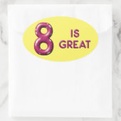 Acht is de Grote Puffy Balontekst Verjaardag Ovale Sticker (Tas)