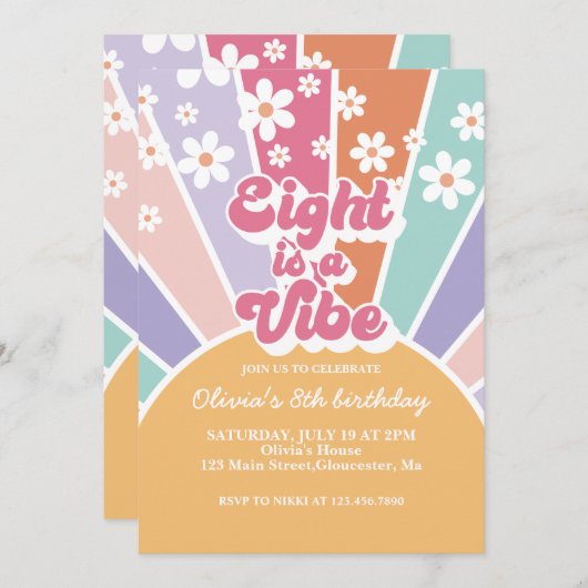 Acht is een Sfeer Retro Zonneschijn Regenboog Made Kaart (Voorkant / Achterkant)