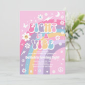 Acht is een Vibe Groovy Hippie regenboogdag 8e ver Kaart (Staand voorkant)