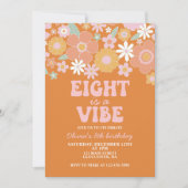 Acht is een vibe Groovy Retro Floral 8e verjaardag Kaart (Voorkant)