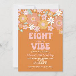 Acht is een vibe Groovy Retro Floral 8e verjaardag Kaart