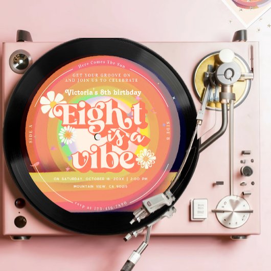 Acht is een Vibe Groovy Retro Vinyl 8e groovy Kaart