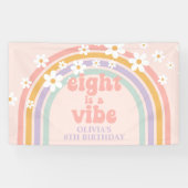 Acht is een Vibe Pastel regenboog 8e verjaardag Spandoek (Horizontaal)