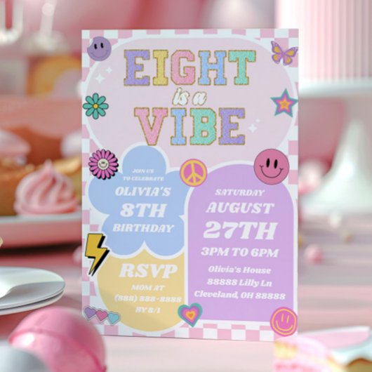 Acht is een Vibe Preppy Patch 8e verjaardagsfeestj Kaart