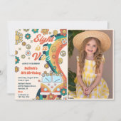 Acht is een Vibe Retro Bloemen 8e Verjaardagsfeest Kaart (Voorkant)