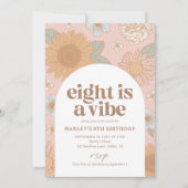 Acht is een Vibe Retro Floral 8e verjaardag Kaart (Voorkant)