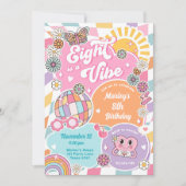 Acht is een vibe retro preppy varsity verjaardag kaart (Voorkant)