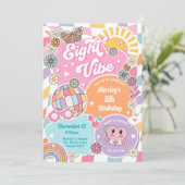 Acht is een vibe retro preppy varsity verjaardag kaart (Staand voorkant)
