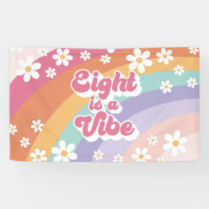 Acht is een Vibe Retro Rainbow 8th Verjaardag Spandoek