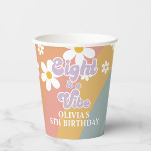 Acht is een Vibe Retro Rainbow Paper Cups Papieren Bekers