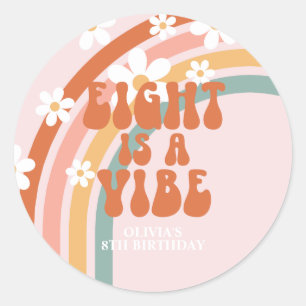 Acht is een Vibe Retro regenboog 8e verjaardag Ronde Sticker