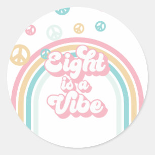 Acht is een Vibe Retro Summer Rainbow Ronde Sticker