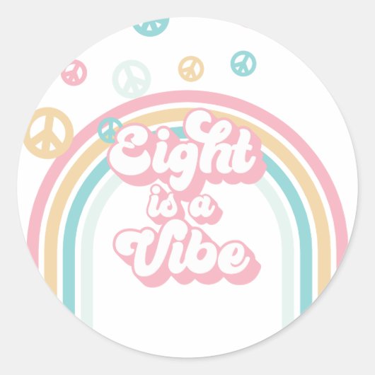 Acht is een Vibe Retro Summer Rainbow Ronde Sticker (Voorkant)