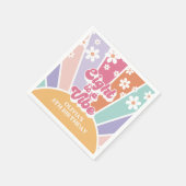 Acht is een Vibe Retro Sunshine Rainbow Daisy Servet (Hoek)