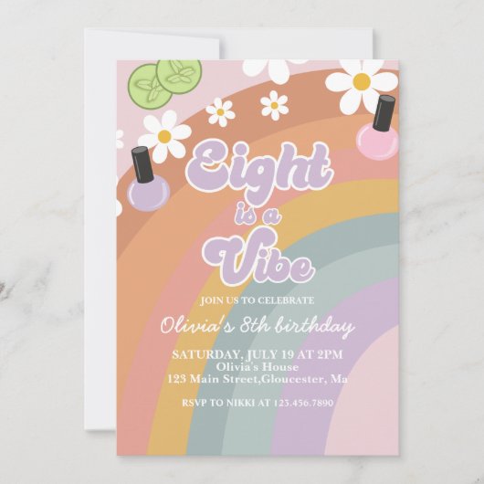 Acht is een vibe Spa Rainbow 8th Verjaardag Kaart (Voorkant)