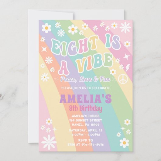 Acht is een vibe verjaardag uitnodiging (Voorkant)