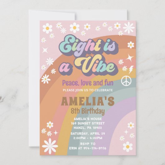Acht is een vibe verjaardag uitnodiging (Voorkant)