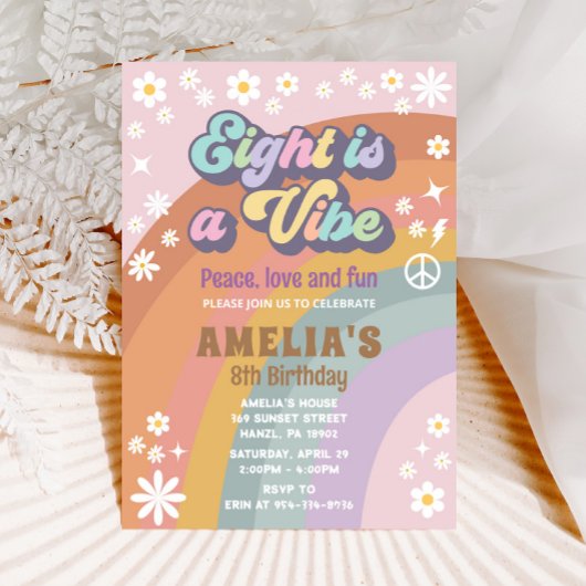 Acht is een vibe verjaardag uitnodiging