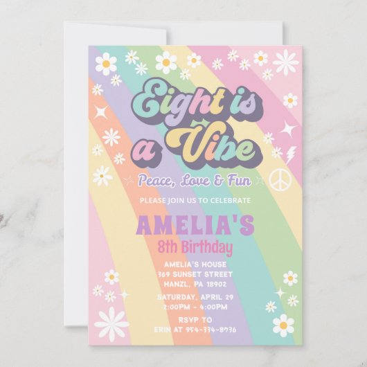 Acht is een vibe verjaardag uitnodiging (Voorkant)