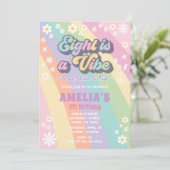 Acht is een vibe verjaardag uitnodiging (Staand voorkant)