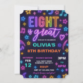 Acht Is Geweldig Neon Gloed 8e Verjaardagsfeestje Kaart (Voorkant)