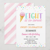 Acht is zo zoete ijsjes-uitnodiging kaart (Voorkant / Achterkant)