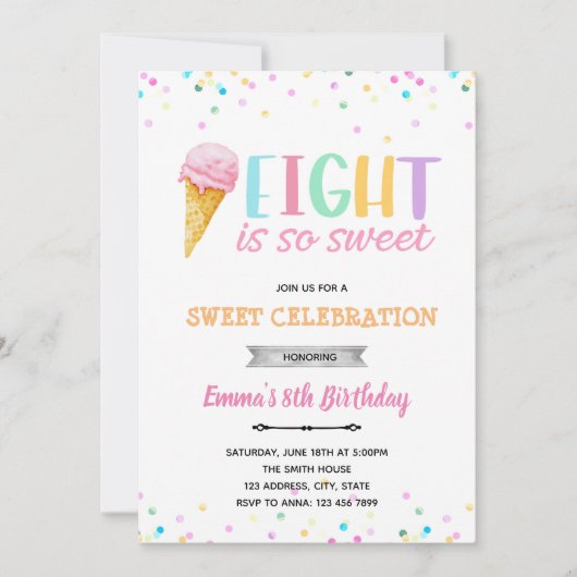 Acht is zo'n zoete ijs uitnodiging (Voorkant)