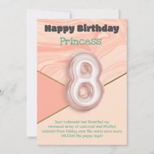 Acht jaar oude meisjes Happy Birthday-kaart