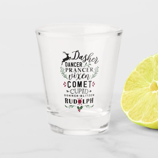 Acht kleine rendiertjes shot glas (Voorkant)