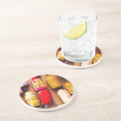 Acht links zandsteen onderzetter (Zijkant)