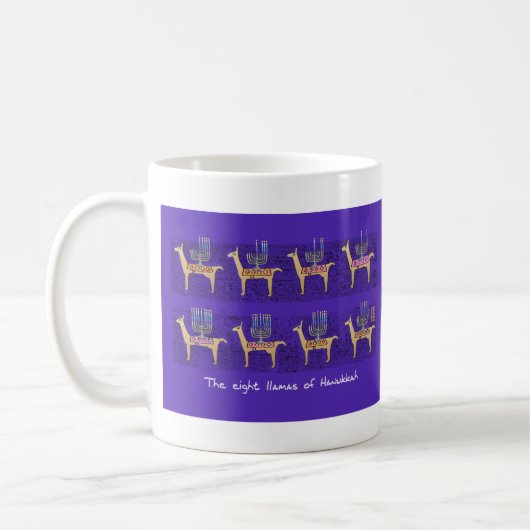 Acht Llamas van de mok Hanukkah (Links)